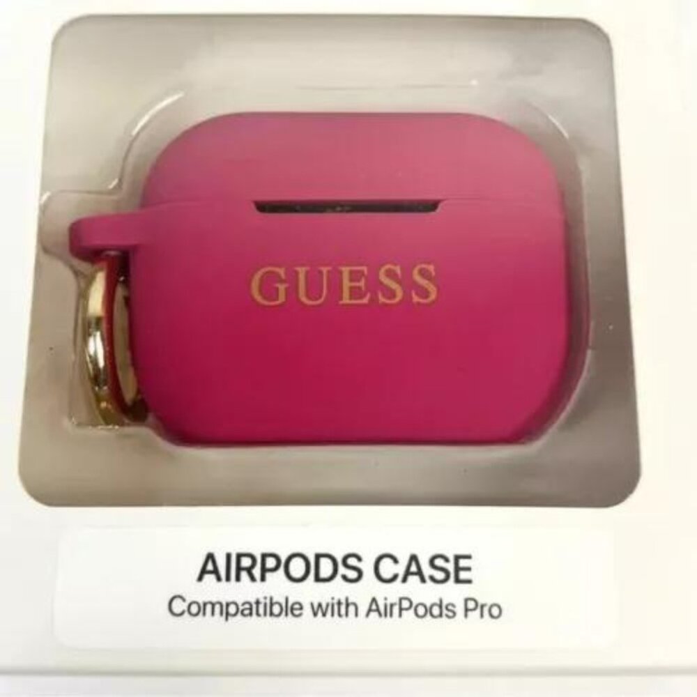 GUESS Airpods Case Compatible with AirPods Pro Silicone Fushia / Pink - Picture 2 of 3
